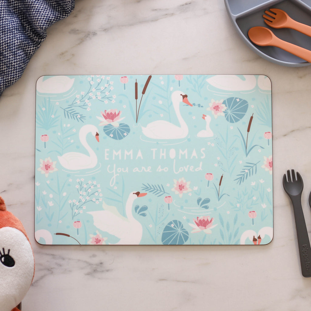 Personalised Swan Kids Placemat Board Gift