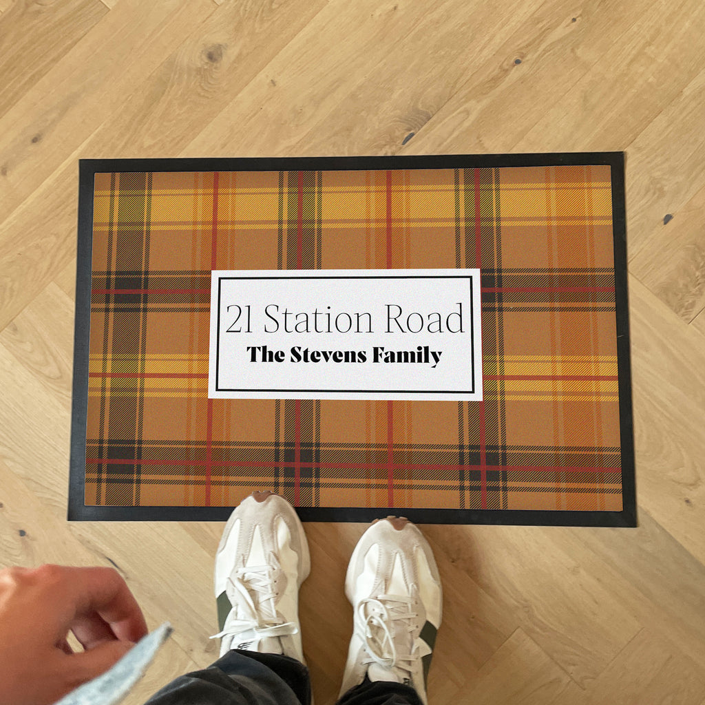 Personalised Gingham House Warming Gift Check Doormat